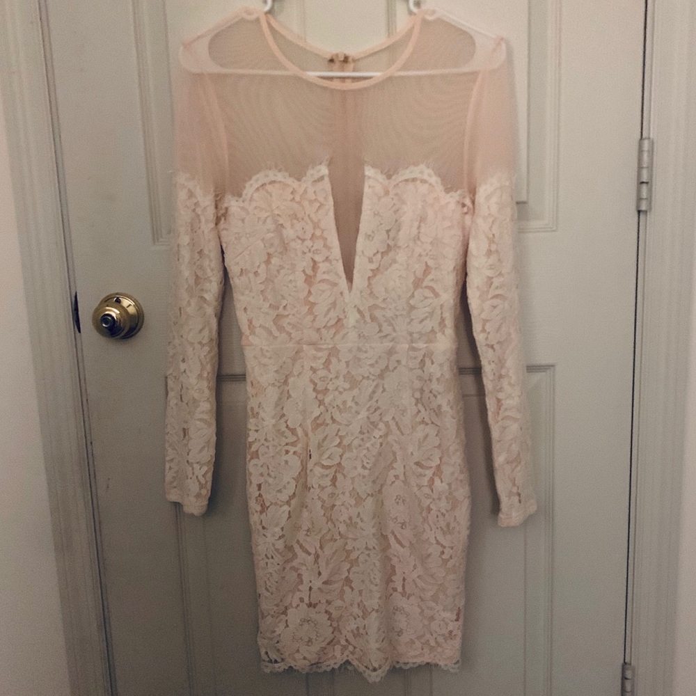 Missguided White Lace Sheer Illusion Bodycon Dress
